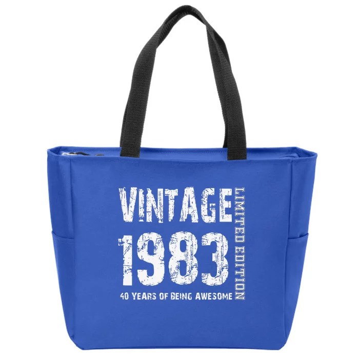 Vintage 1983 40 Years Of Being Awesome 40th Birthday Zip Tote Bag