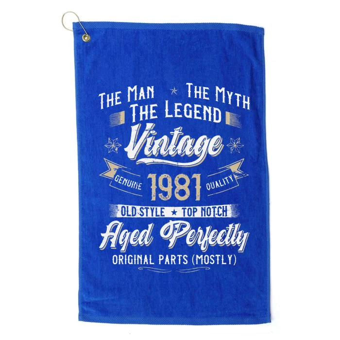 Vintage 1981 42nd Birthday Gift 42 Years Old Platinum Collection Golf Towel