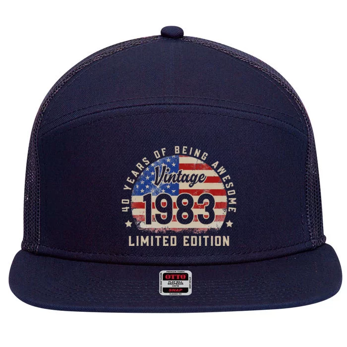 Vintage 1983 40 Years of Being Awesome Gifts 40th Birthday 7 Panel Mesh Trucker Snapback Hat