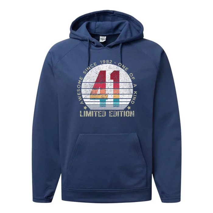 Vintage 1982 41 Year Old Gifts Limited Edition 41st Birthday Cute Performance Fleece Hoodie