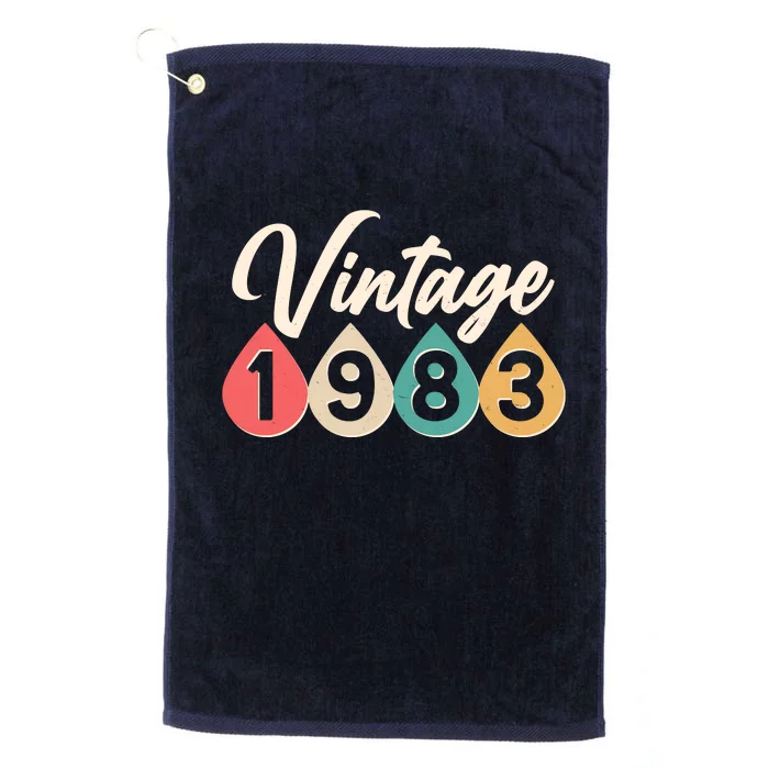 Vintage 1983 40th Birthday Retro Teardrop Design Platinum Collection Golf Towel