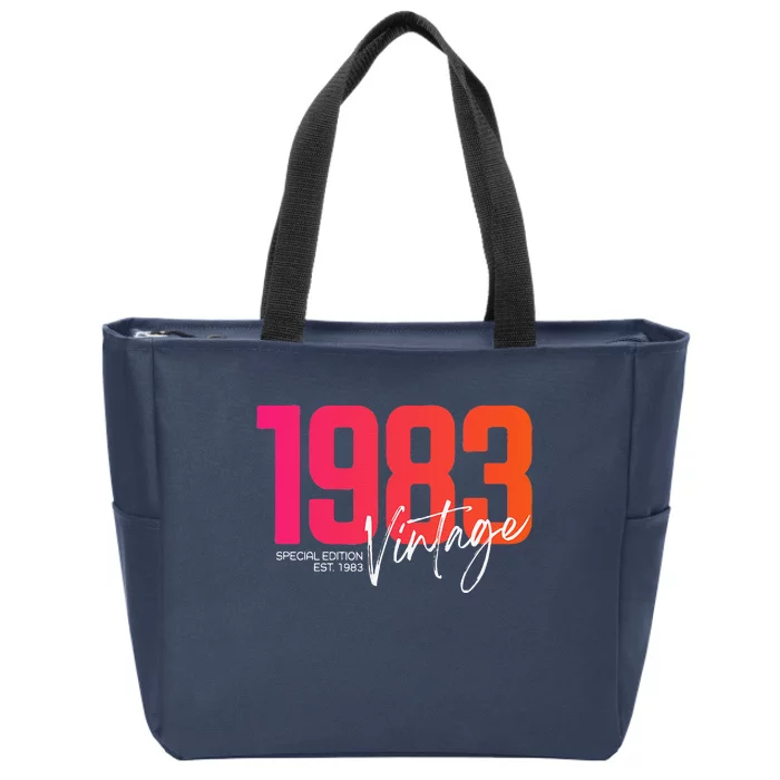 Vintage 1983 40 Year Old Birthday Born In 1983 40th Birthday Zip Tote Bag