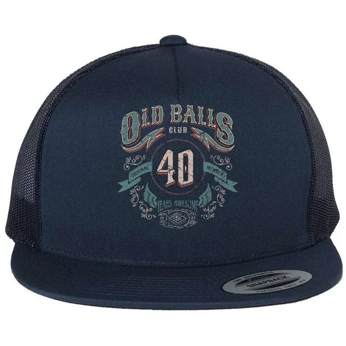 Vintage 1983 40th Birthday For Him Old Balls Flat Bill Trucker Hat