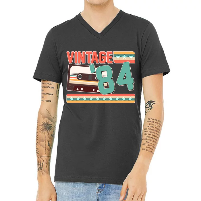 Vintage 1984 40th Birthday Cassette Tape V-Neck T-Shirt