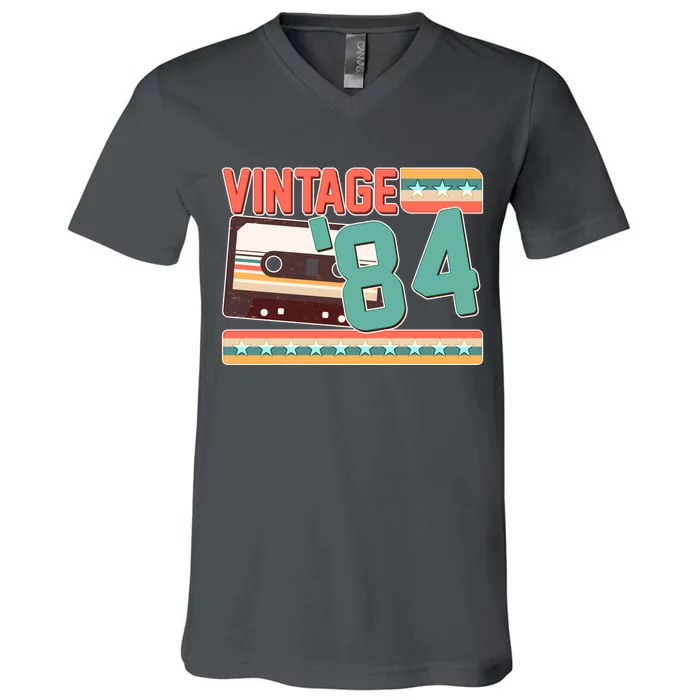 Vintage 1984 40th Birthday Cassette Tape V-Neck T-Shirt