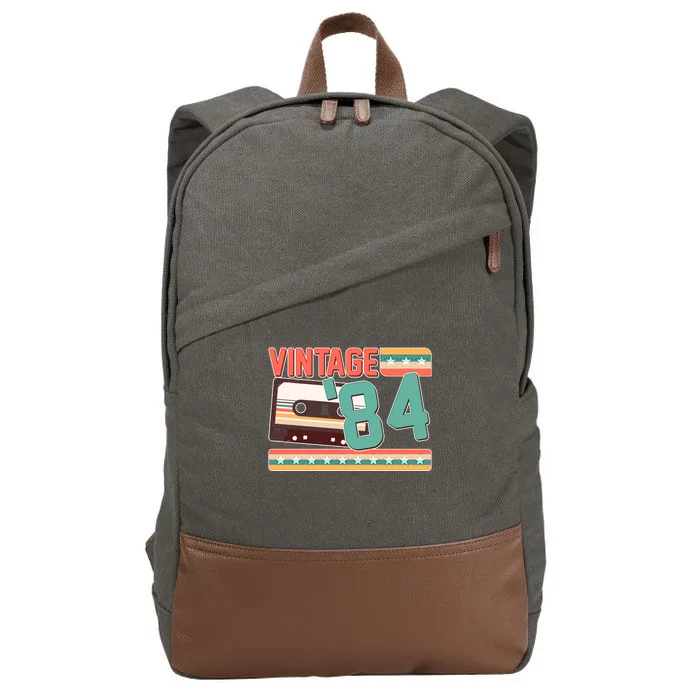 Vintage 1984 40th Birthday Cassette Tape Cotton Canvas Backpack