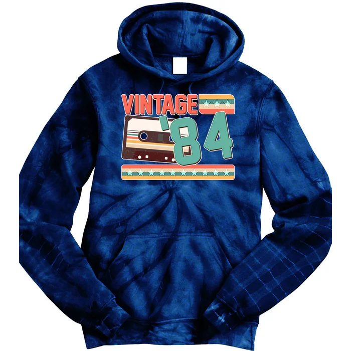 Vintage 1984 40th Birthday Cassette Tape Tie Dye Hoodie