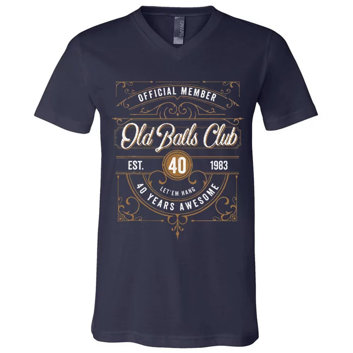 Vintage 1983 40th Birthday Old Balls Club For Over The Hill V-Neck T-Shirt