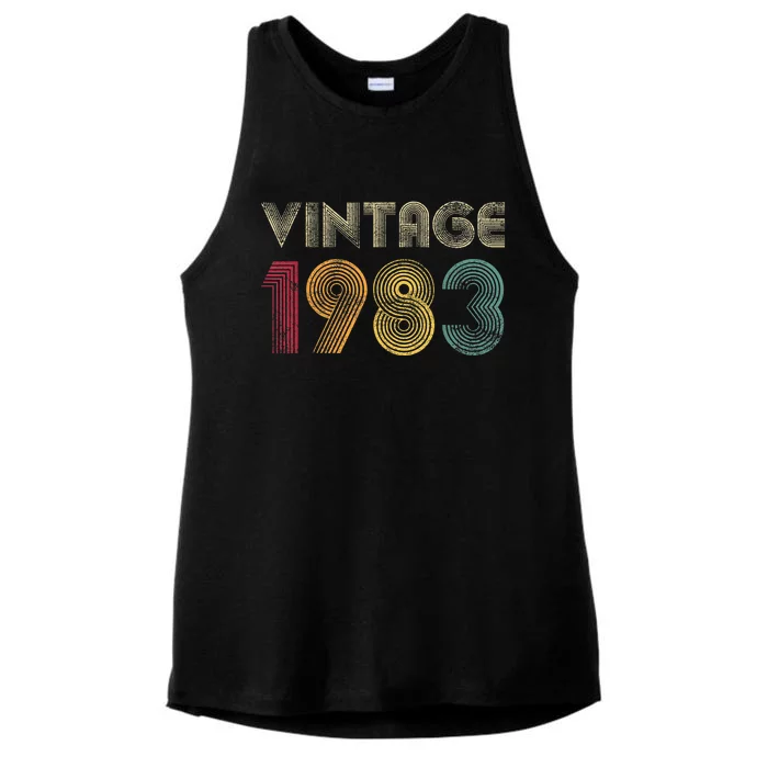 Vintage 1983 40th Birthday Gift Retro Shirt 40 Years Old Ladies Tri-Blend Wicking Tank