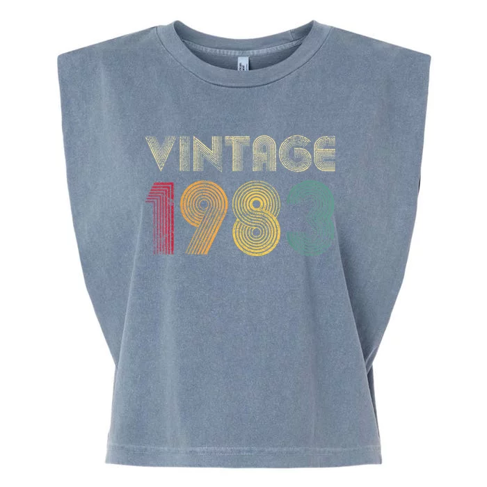 Vintage 1983 40th Birthday Gift Retro Shirt 40 Years Old Garment-Dyed Women's Muscle Tee