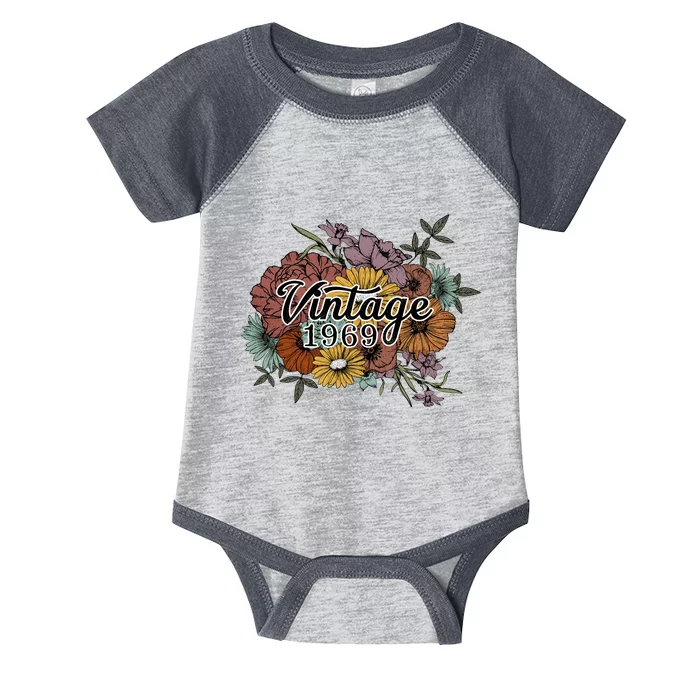 Vintage 1969 54 Year Old Sunflowers Floral 54th Birthday Infant Baby Jersey Bodysuit