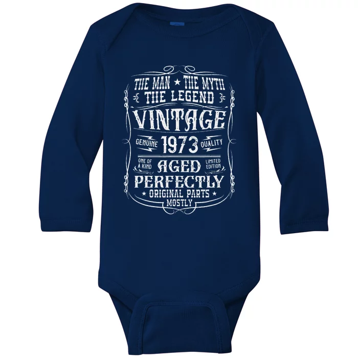 Vintage 1973 50th Birthday Gift 50 Years Old Baby Long Sleeve Bodysuit