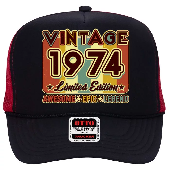 Vintage 1974 50th Birthday Limited Edition Awesome Epic Legend High Crown Mesh Trucker Hat