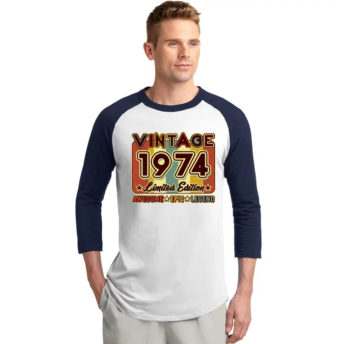 Vintage 1974 50th Birthday Limited Edition Awesome Epic Legend Baseball Sleeve Shirt