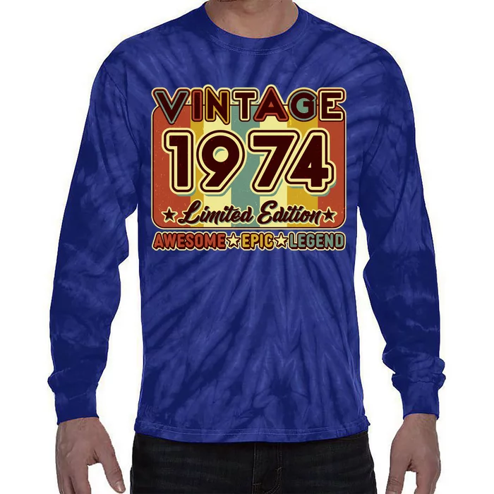 Vintage 1974 50th Birthday Limited Edition Awesome Epic Legend Tie-Dye Long Sleeve Shirt