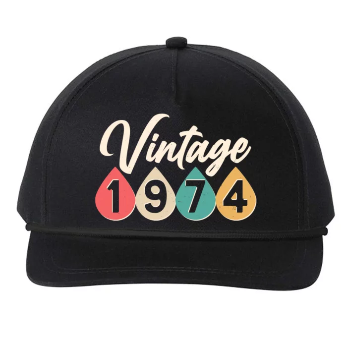 Vintage 1974 50th Birthday Retro Teardrop Design Snapback Five-Panel Rope Hat