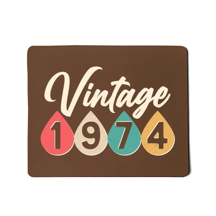 Vintage 1974 50th Birthday Retro Teardrop Design Mousepad