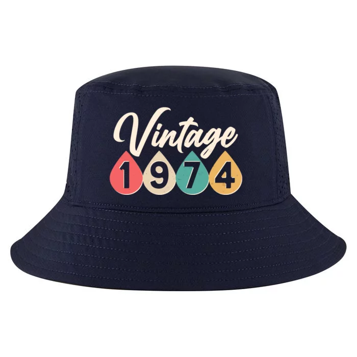 Vintage 1974 50th Birthday Retro Teardrop Design Cool Comfort Performance Bucket Hat