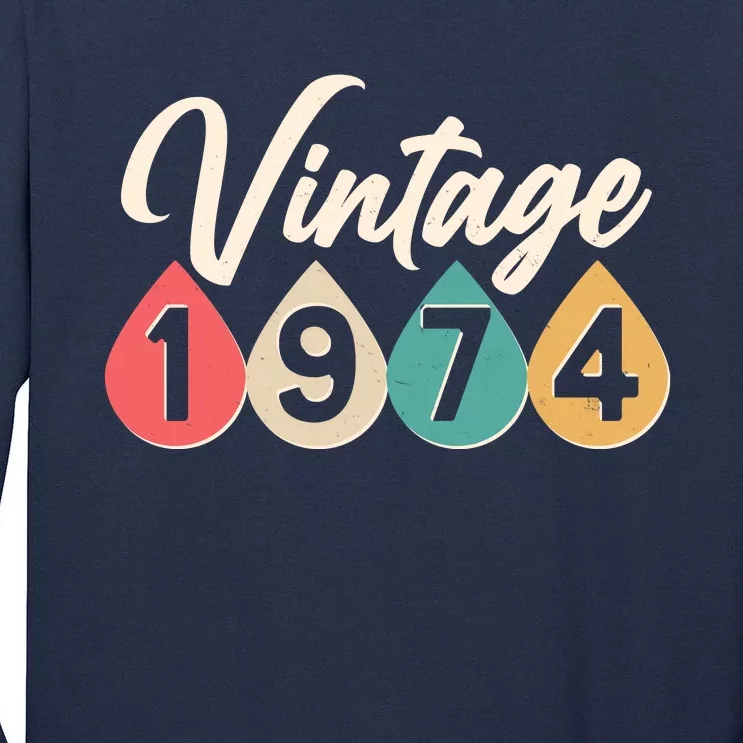 Vintage 1974 50th Birthday Retro Teardrop Design Tall Long Sleeve T-Shirt