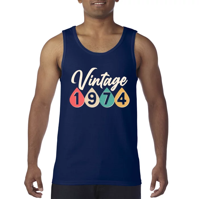 Vintage 1974 50th Birthday Retro Teardrop Design Tank Top