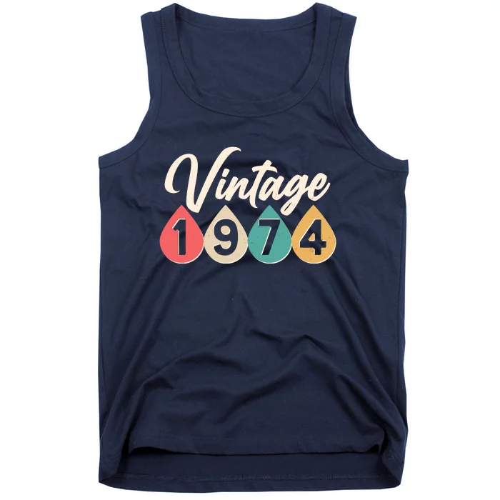 Vintage 1974 50th Birthday Retro Teardrop Design Tank Top