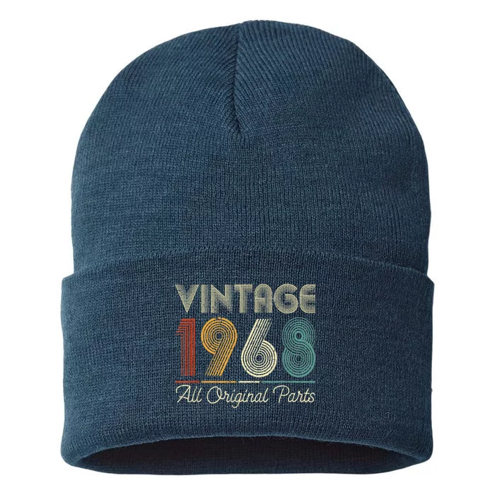 Vintage 1968 55th Birthday Present Gift Retro Vintage 55 Years Old Sustainable Knit Beanie