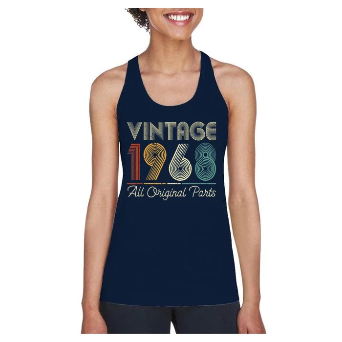 Vintage 1968 55th Birthday Present Gift Retro Vintage 55 Years Old Women's Racerback Tank