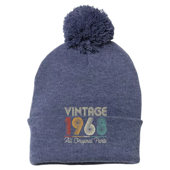 Vintage 1968 55th Birthday Present Gift Retro Vintage 55 Years Old Pom Pom 12in Knit Beanie