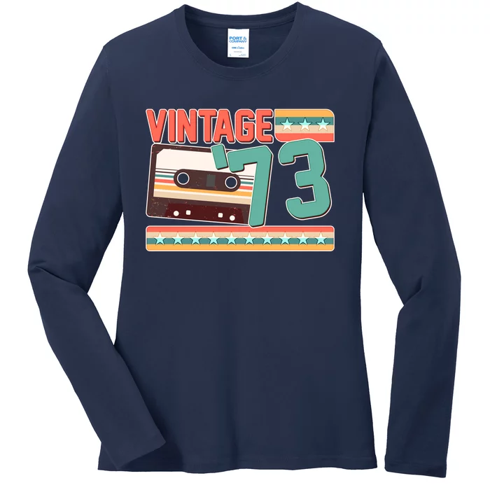 Vintage 1973 50th Birthday Cassette Tape Ladies Long Sleeve Shirt