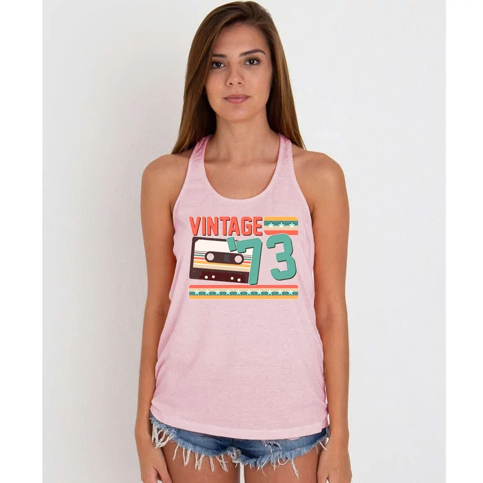 Vintage 1973 50th Birthday Cassette Tape Women's Knotted Racerback Tank