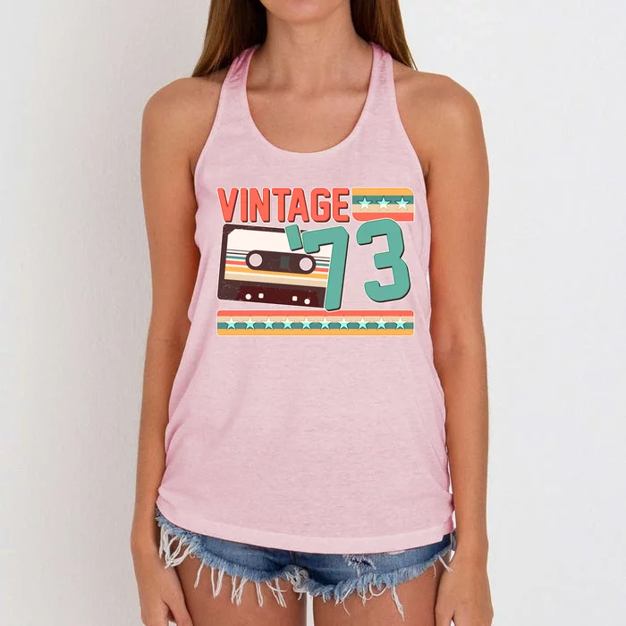 Vintage 1973 50th Birthday Cassette Tape Women's Knotted Racerback Tank