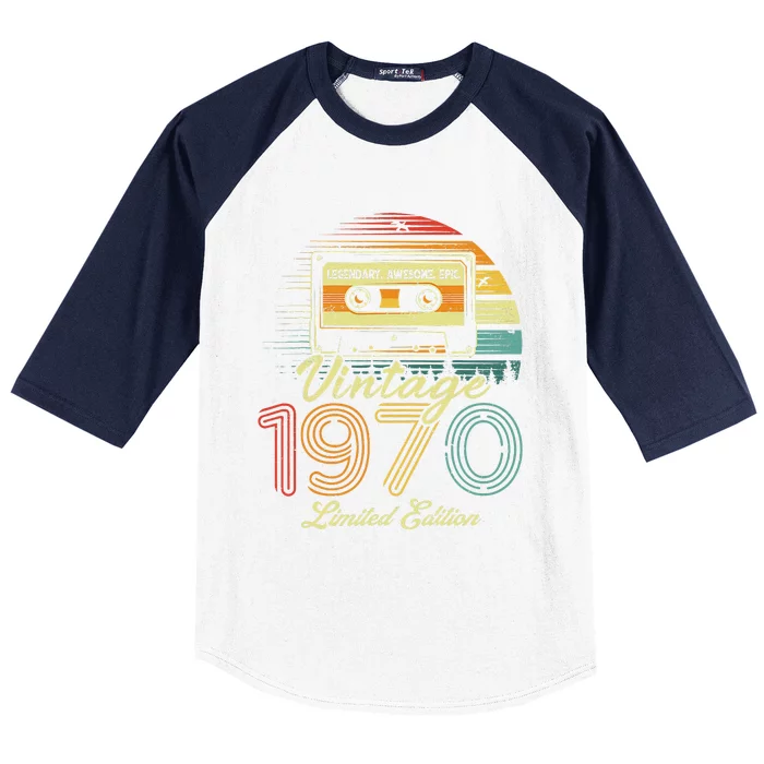 Vintage 1970 53rd Birthday Gift 53 Years Old Cassette Tape Baseball Sleeve Shirt