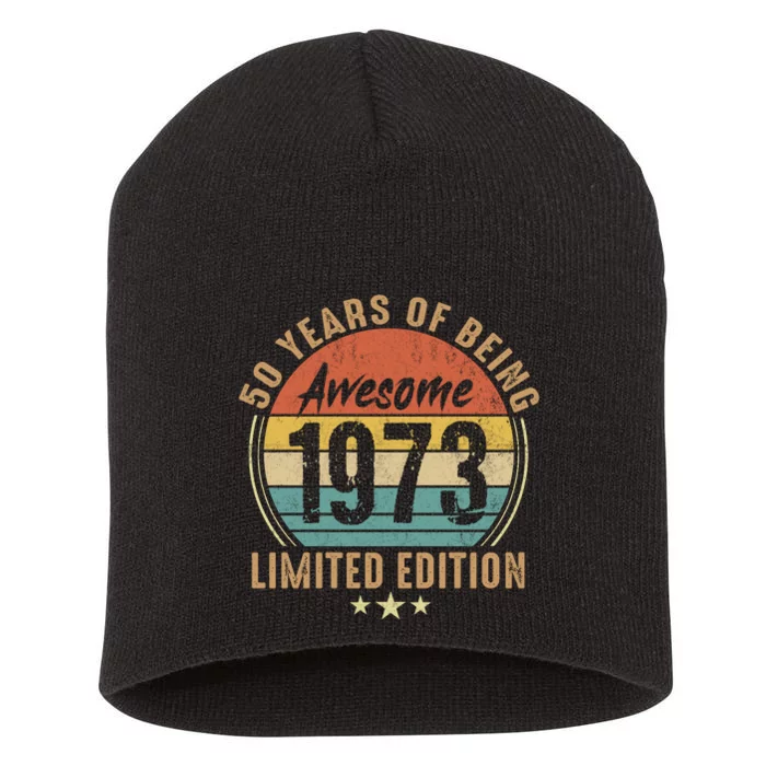 Vintage 1973 50 Years Of Awesome Limited Edition 50th Birthday Short Acrylic Beanie