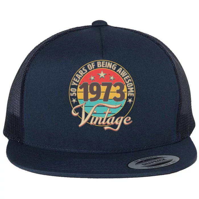 Vintage 1973 50 Years Of Being Awesome Flat Bill Trucker Hat