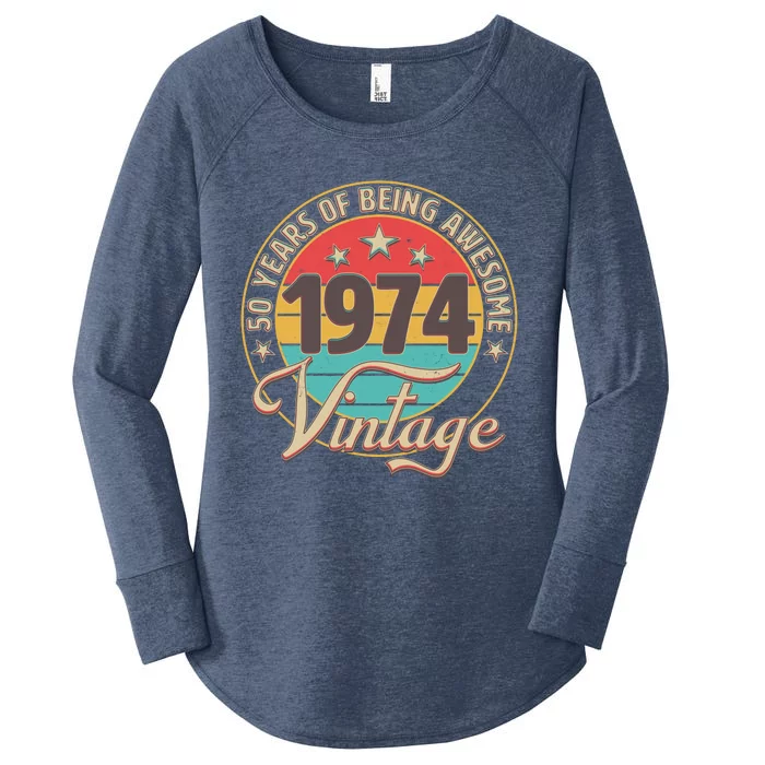 Vintage 1974 50 Years Of Being Awesome Women's Perfect Tri Tunic Long Sleeve Shirt