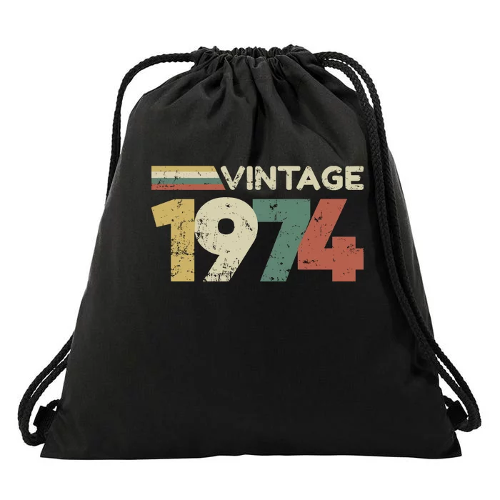 Vintage 1974 50th Birthday 2024 Drawstring Bag