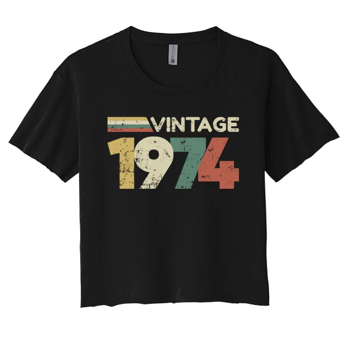 Vintage 1974 50th Birthday 2024 Women's Crop Top Tee