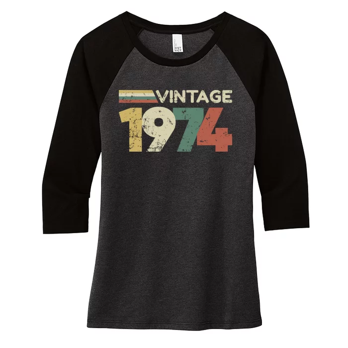 Vintage 1974 50th Birthday 2024 Women's Tri-Blend 3/4-Sleeve Raglan Shirt