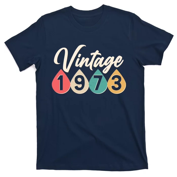 Vintage 1973 50th Birthday Retro Teardrop Design T-Shirt