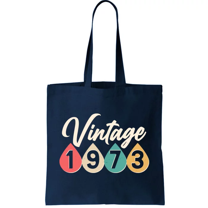 Vintage 1973 50th Birthday Retro Teardrop Design Tote Bag