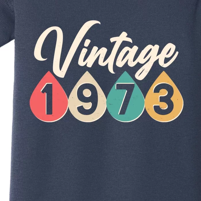 Vintage 1973 50th Birthday Retro Teardrop Design Baby Bodysuit