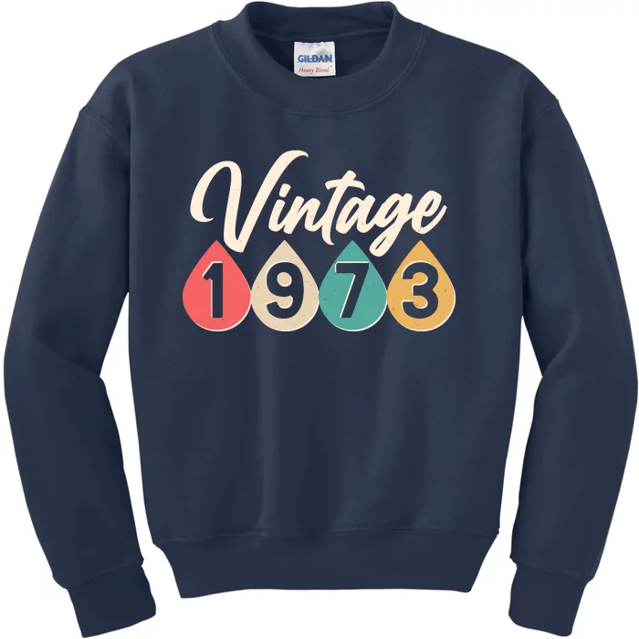 Vintage 1973 50th Birthday Retro Teardrop Design Kids Sweatshirt