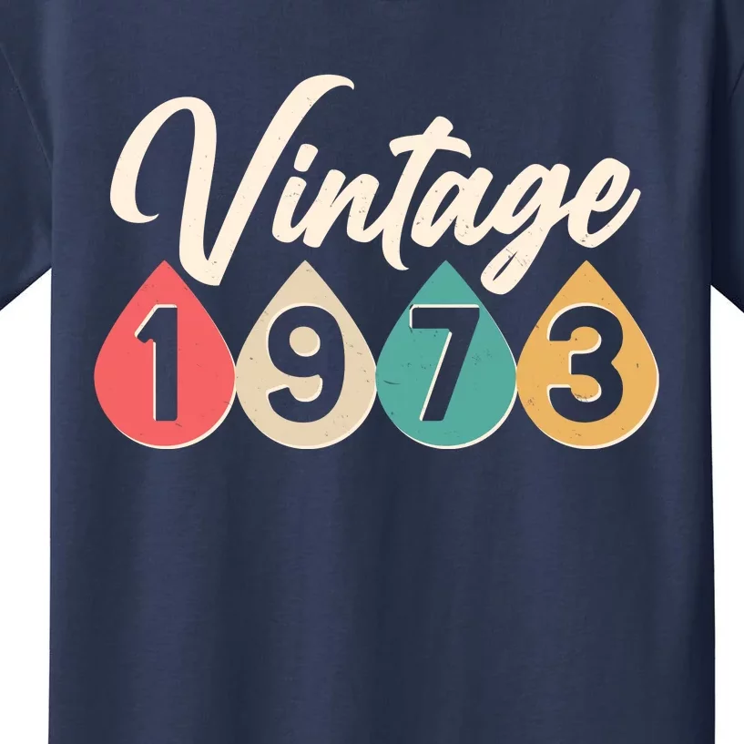 Vintage 1973 50th Birthday Retro Teardrop Design Kids T-Shirt