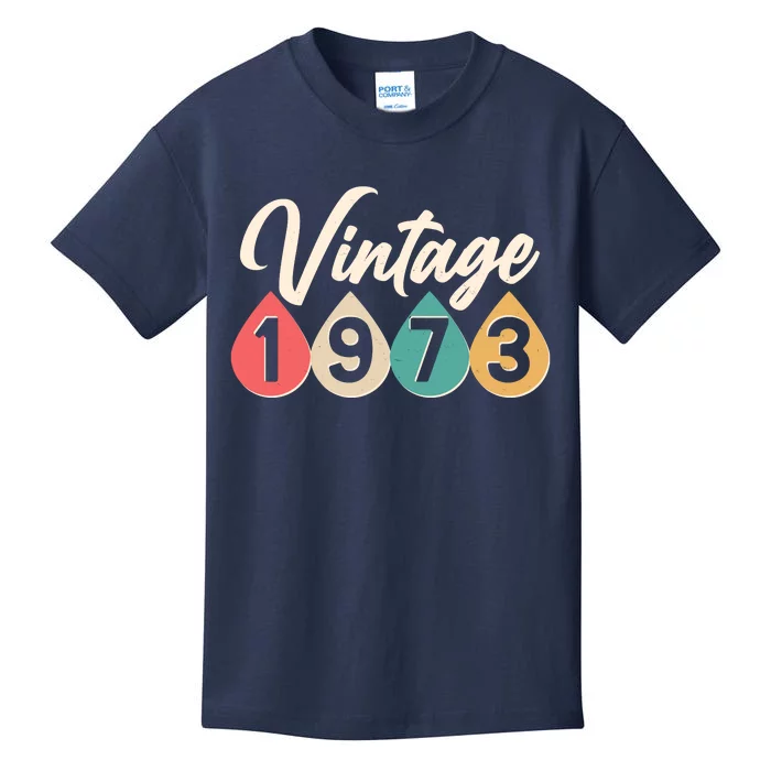 Vintage 1973 50th Birthday Retro Teardrop Design Kids T-Shirt