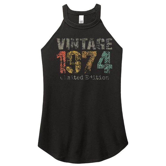 Vintage 1974 50Th Birthday Gifts 50 Year Old Women’s Perfect Tri Rocker Tank