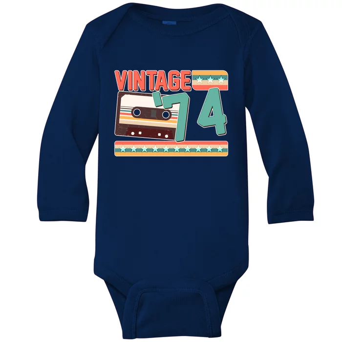 Vintage 1974 50th Birthday Cassette Tape Baby Long Sleeve Bodysuit