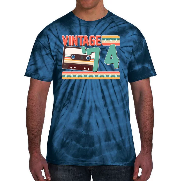 Vintage 1974 50th Birthday Cassette Tape Tie-Dye T-Shirt