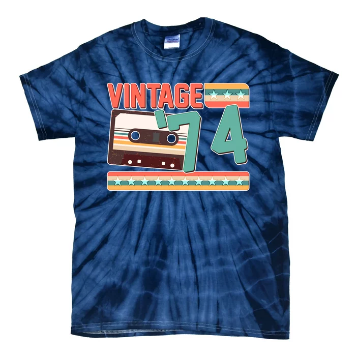 Vintage 1974 50th Birthday Cassette Tape Tie-Dye T-Shirt