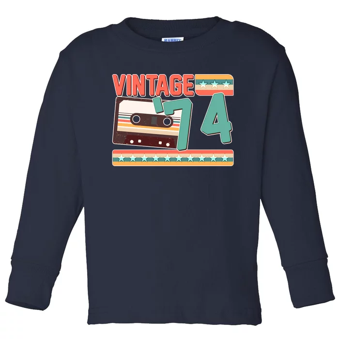 Vintage 1974 50th Birthday Cassette Tape Toddler Long Sleeve Shirt