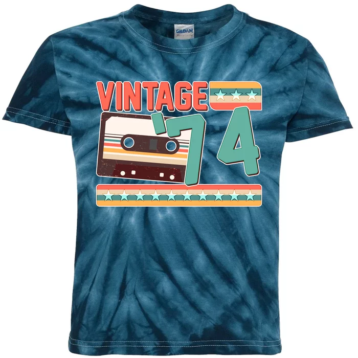 Vintage 1974 50th Birthday Cassette Tape Kids Tie-Dye T-Shirt